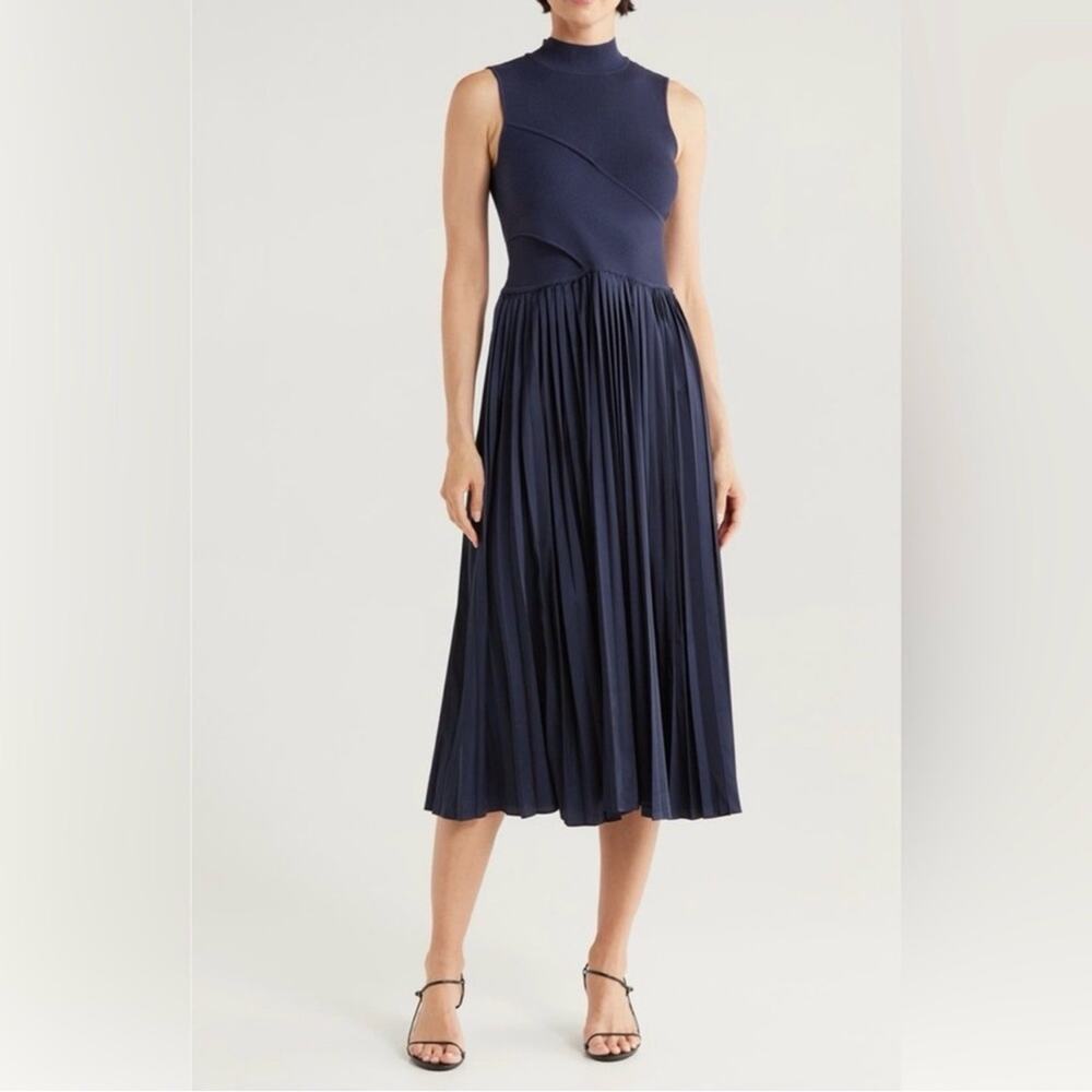 NWOT: Derek Lam 10 Crosby Sleeveless Pleated Mixed-Media dress Size Small
